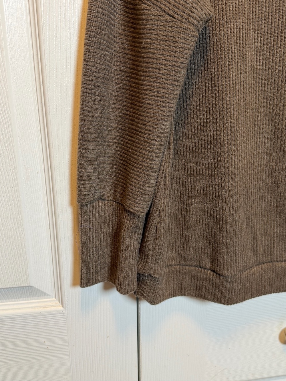 Andrée by Unit XL Brown Ribbed Cowl Neck Sweater Relaxed Dolman Sleeve Top - Picture 3 of 7